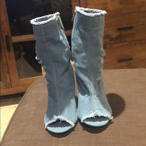 Denim boots